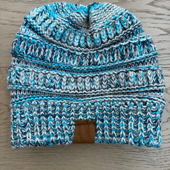 C.C Outdoor Cozy Ribbed Cable Knit Toque/Beanie/Hat Blue + Grey Size OS NWOT - Picture 4 of 5